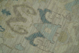 Custom Made Blue And Beige Modern Ikat Design Hand Knotted Wool Area Rug