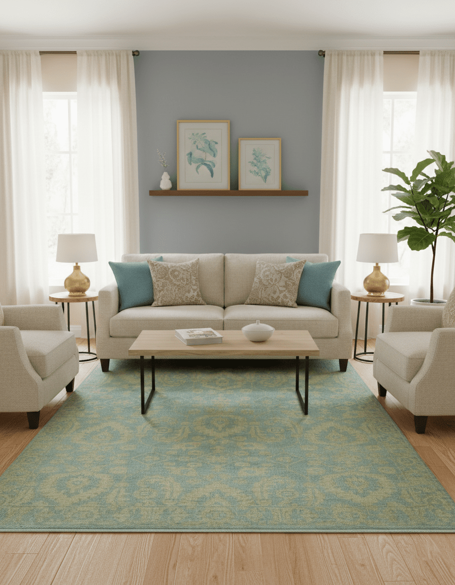 Custom Made Blue And Beige Traditional Floral Hand Knotted Wool Rug