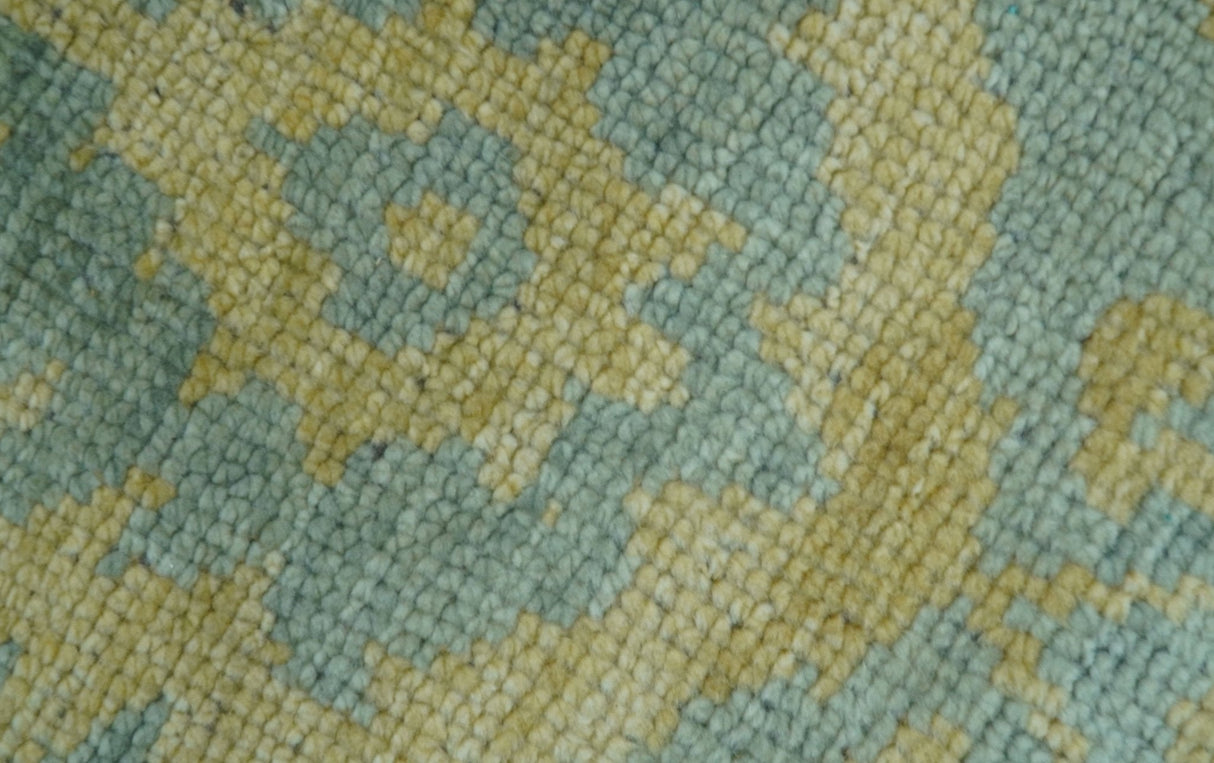 Custom Made Blue And Beige Traditional Floral Hand Knotted Wool Rug
