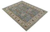 Custom Made Blue And Beige Traditional Hand Knotted Wool Area Rug