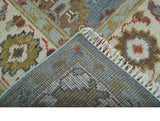 Custom Made Blue And Beige Traditional Hand Knotted Wool Area Rug