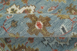 Custom Made Blue And Beige Traditional Hand Knotted Wool Area Rug