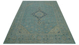 Custom Made Blue And Beige Turkish Design Hand knotted Wool Area Rug