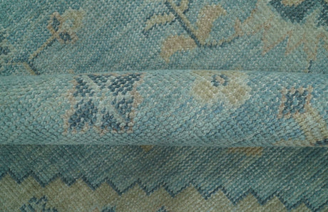 Custom Made Blue And Beige Turkish Design Hand knotted Wool Area Rug