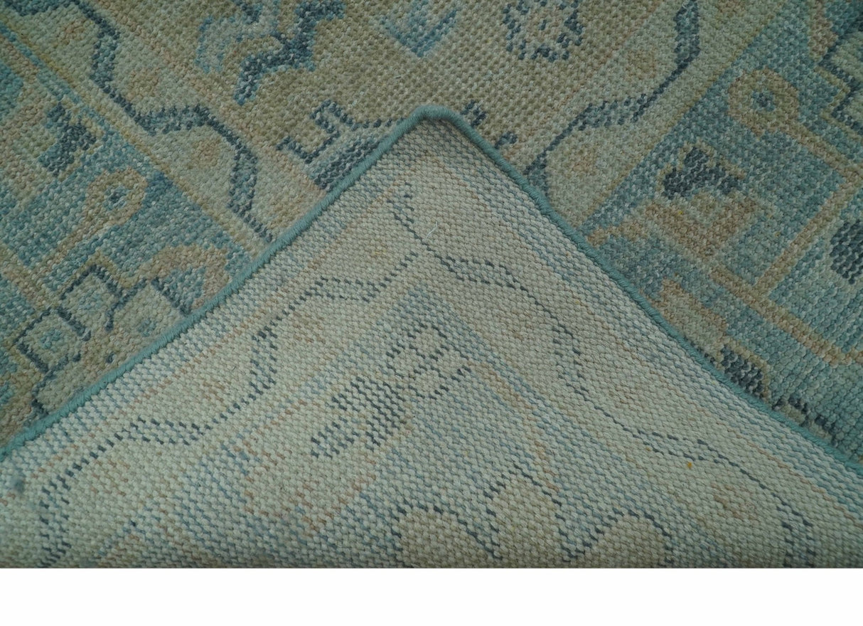 Custom Made Blue And Beige Turkish Design Hand knotted Wool Area Rug