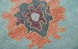 Custom Made Blue and Gray Hand Knotted Traditional Oushak Wool Area Rug