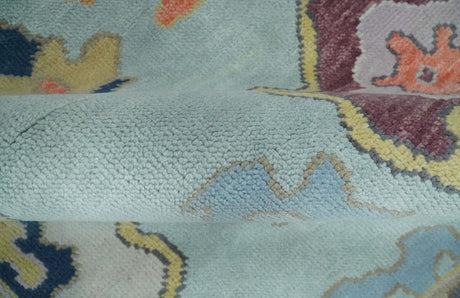 Custom Made Blue and Gray Hand Knotted Traditional Oushak Wool Area Rug
