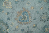 Custom Made Blue and Green Hand knotted traditional Oushak wool Area Rug