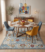Custom Made Blue and Ivory colorful Hand knotted Oushak wool Area Rug