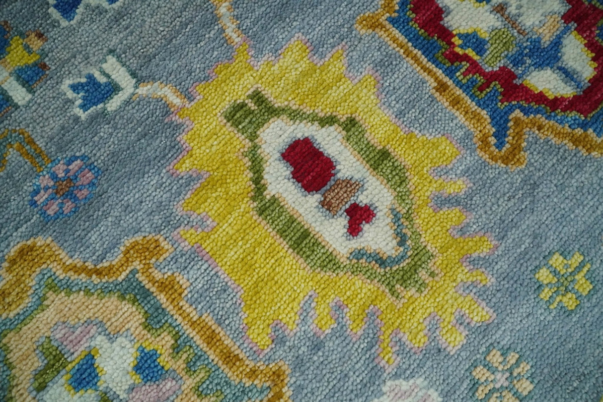Custom Made Blue and Ivory colorful Hand knotted Oushak wool Area Rug
