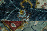 Custom Made Blue and Ivory Hand Knotted Medallion Design Wool Area Rug