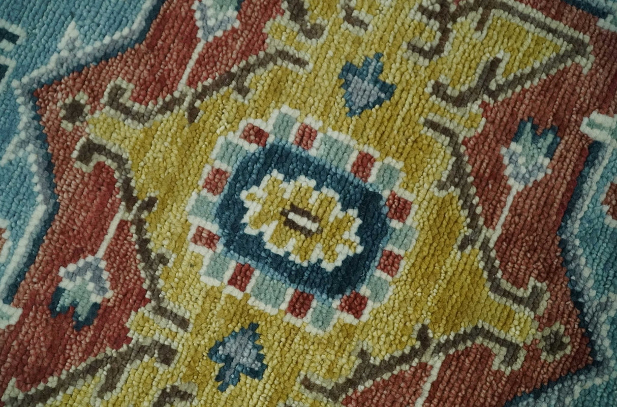 Custom Made Blue and Ivory Hand Knotted Medallion Design Wool Area Rug