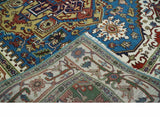 Custom Made Blue and Ivory Medallion Hand knotted Traditional wool Area Rug