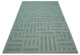 Custom Made Blue And Ivory Modern Abstract Pattern Hand Tufted Wool Area Rug