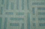 Custom Made Blue And Ivory Modern Abstract Pattern Hand Tufted Wool Area Rug