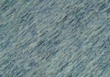 Custom Made Blue and Ivory Shaded Solid Wool Hand Woven Layering Area Rug
