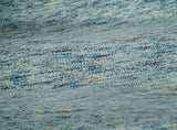 Custom Made Blue and Ivory Shaded Solid Wool Hand Woven Layering Area Rug