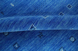 Custom Made Blue and Ivory Stripes Design Hand loom wool Area Rug