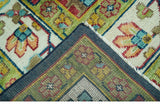 Custom Made Blue And Olive Traditional Medallion Hand Knotted Wool Rug