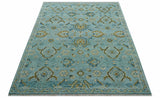 Custom Made Blue And Olive Traditional Oriental Design Hand knotted Wool Area Rug