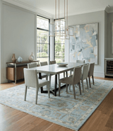 Custom Made Blue, Brown and Ivory Hand knotted Traditional Oushak Wool Rug