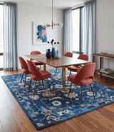 Custom Made Blue, Camel and Ivory Traditional Oriental Oushak wool Area Rug