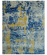 Custom Made Blue Modern Abstract Design Hand Tufted Area Rug
