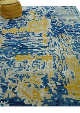 Custom Made Blue Modern Abstract Design Hand Tufted Area Rug