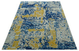 Custom Made Blue Modern Abstract Design Hand Tufted Area Rug