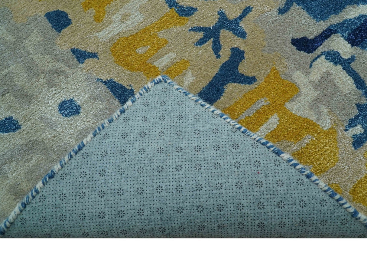 Custom Made Blue Modern Abstract Design Hand Tufted Area Rug