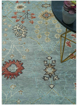 Custom Made Blue Modern Oushak Hand Knotted Wool Rug