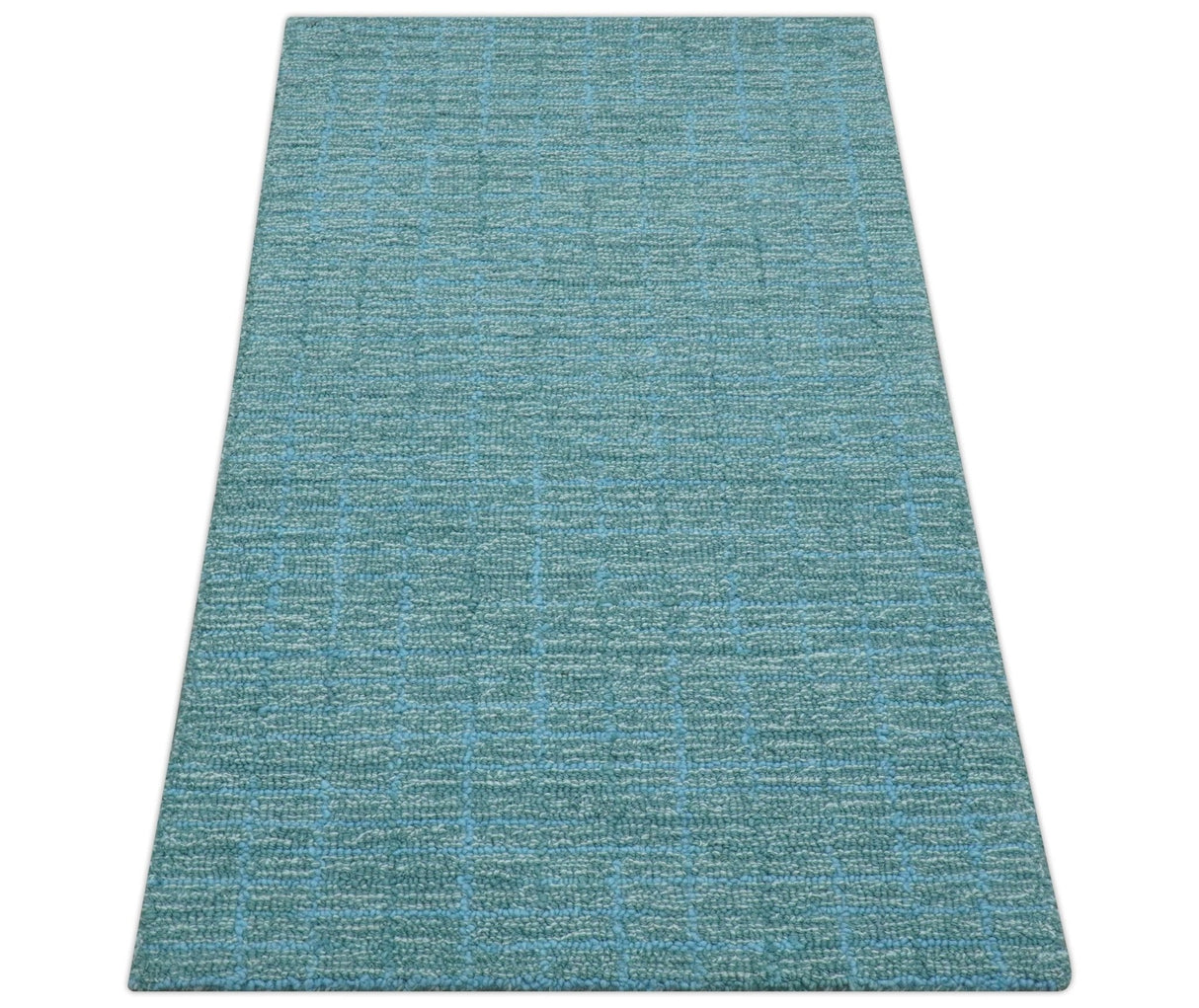 Custom Made Blue Modern Style Hand Tufted Wool Rug
