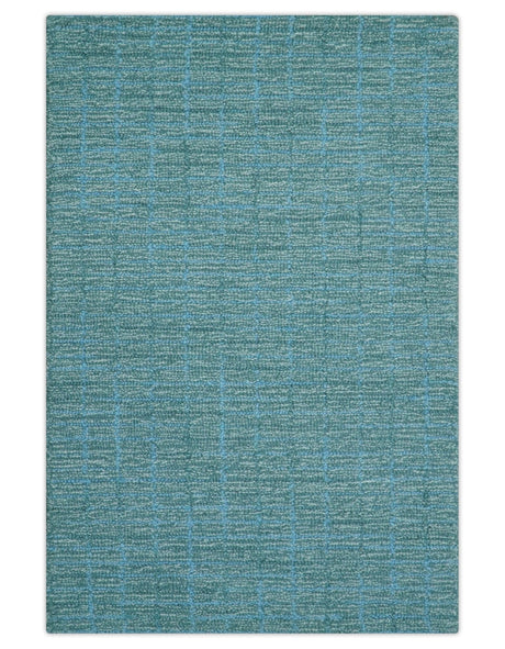Custom Made Blue Modern Style Hand Tufted Wool Rug