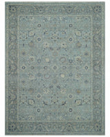 Custom Made Blue Traditional distressed design Hand knotted Wool Area Rug