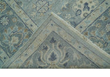 Custom Made Blue Traditional distressed design Hand knotted Wool Area Rug