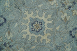Custom Made Blue Traditional distressed design Hand knotted Wool Area Rug