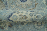 Custom Made Blue Traditional distressed design Hand knotted Wool Area Rug