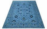 Custom Made Blue Traditional Persian Design Hand Knotted Wool Rug
