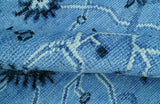 Custom Made Blue Traditional Persian Design Hand Knotted Wool Rug