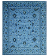 Custom Made Blue Traditional Persian Design Hand Knotted Wool Rug