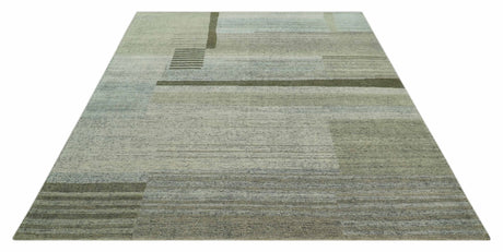 Custom Made Brown and Beige Contemporary Design Hand knotted Wool Area Rug
