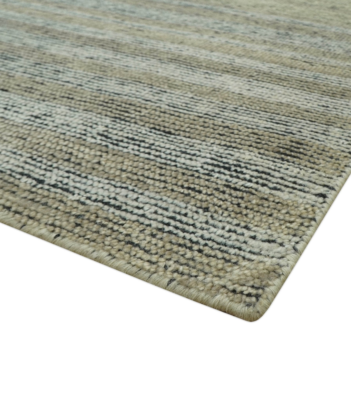 Custom Made Brown and Beige Contemporary Design Hand knotted Wool Area Rug