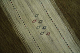 Custom Made Brown and Ivory Geometrical Stripes Design wool Area Rug