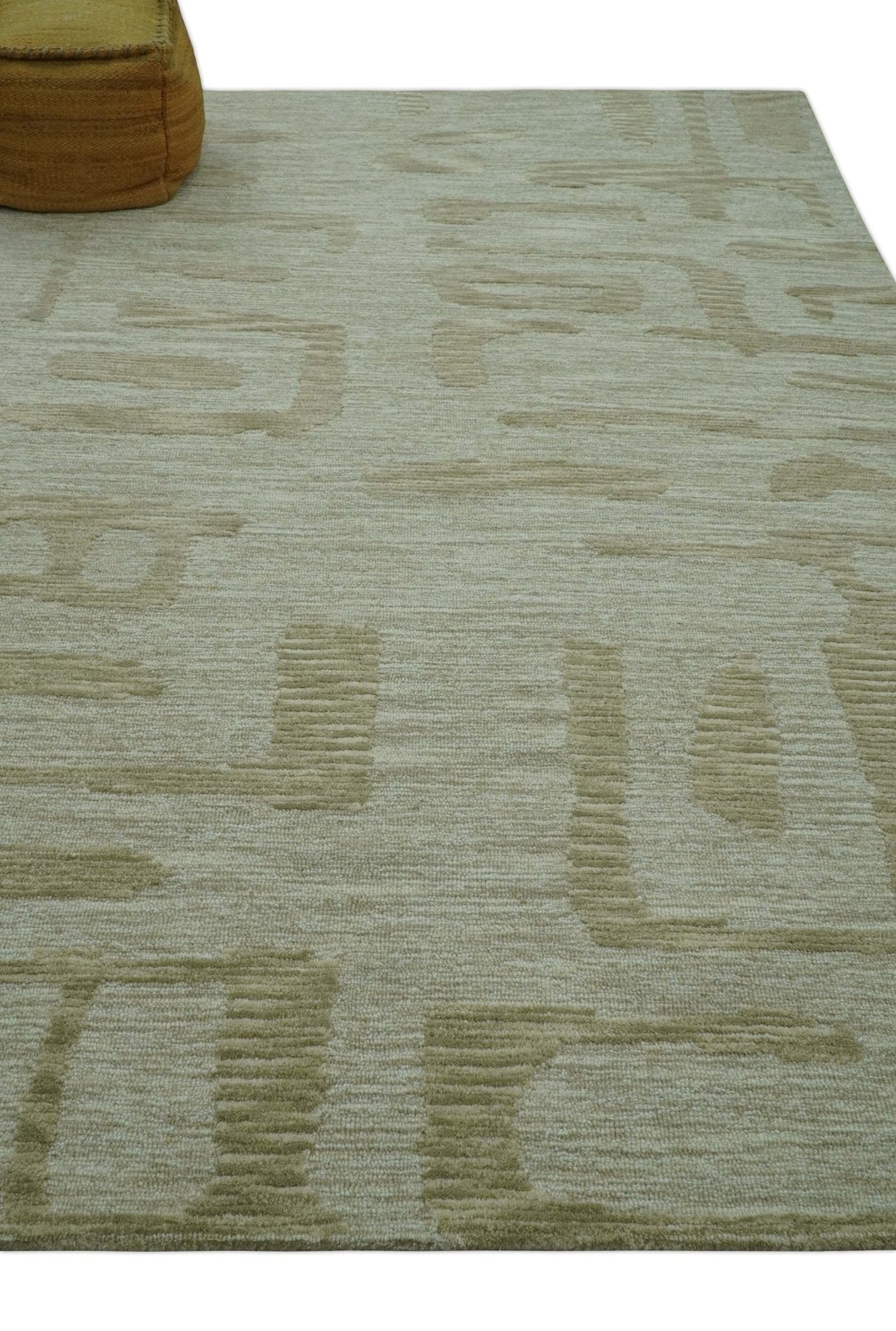 Custom Made brown And Ivory Modern Abstract Pattern Hand Tufted Wool Area Rug