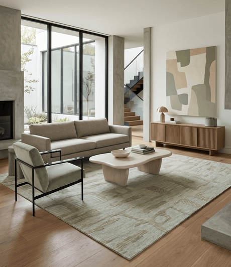 Custom Made brown And Ivory Modern Abstract Pattern Hand Tufted Wool Area Rug
