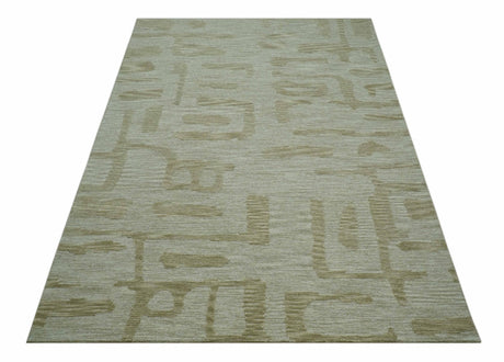 Custom Made brown And Ivory Modern Abstract Pattern Hand Tufted Wool Area Rug