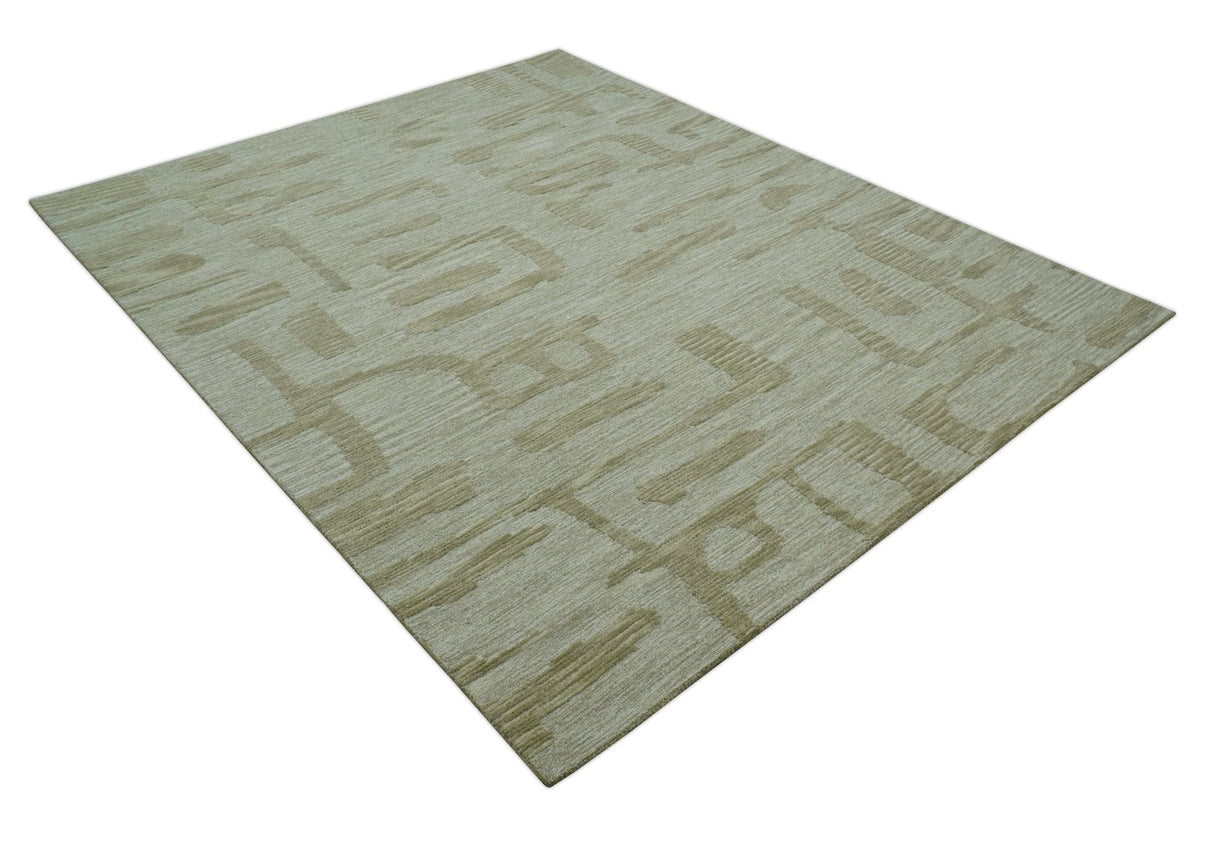 Custom Made brown And Ivory Modern Abstract Pattern Hand Tufted Wool Area Rug