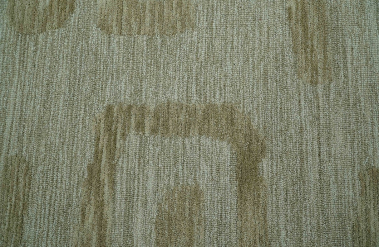 Custom Made brown And Ivory Modern Abstract Pattern Hand Tufted Wool Area Rug