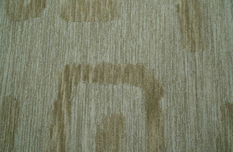 Custom Made brown And Ivory Modern Abstract Pattern Hand Tufted Wool Area Rug