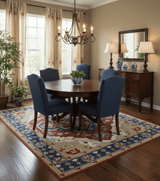 Custom Made Brown, Blue, Ivory and Olive Traditional Heriz Medallion Wool Area Rug